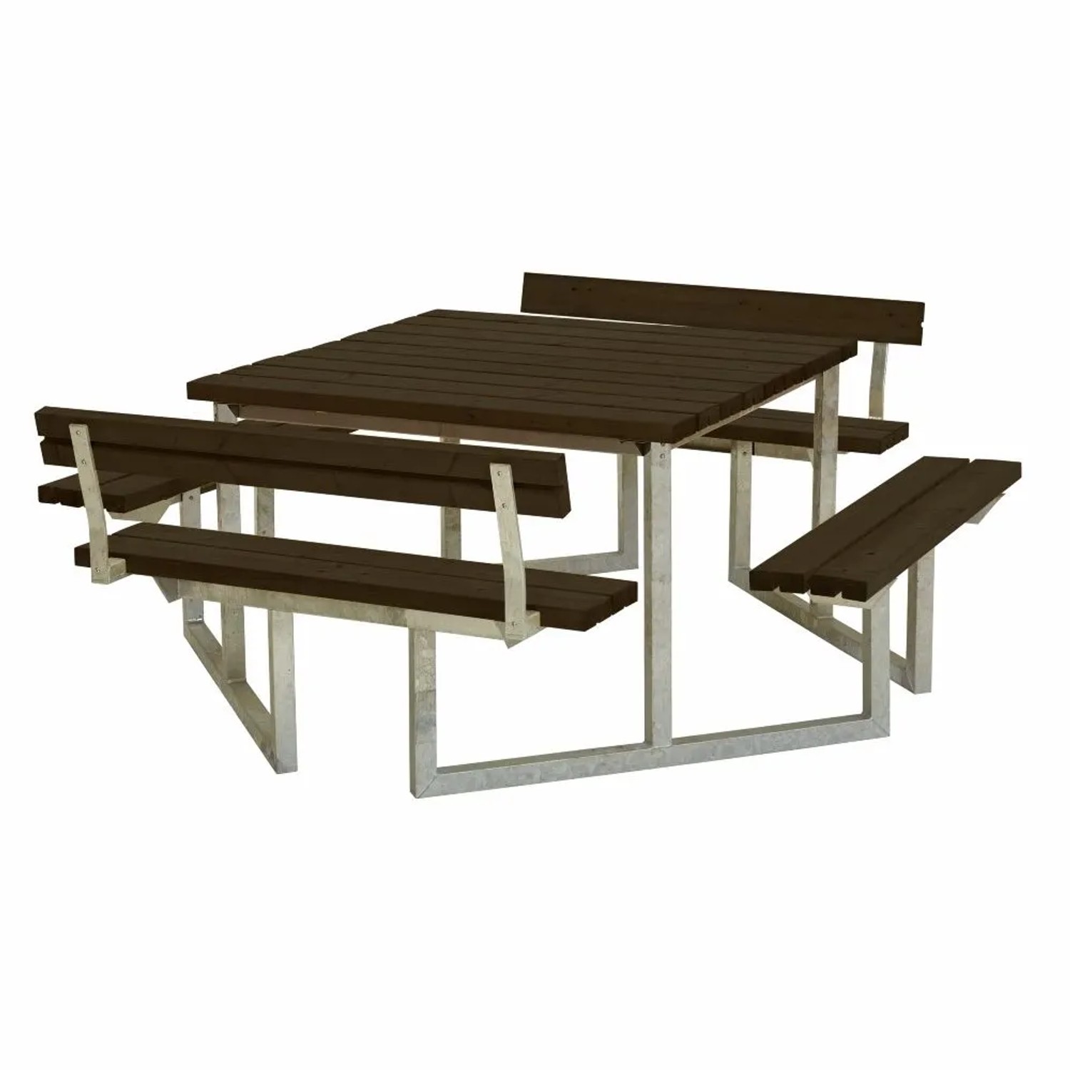 PLUS Gartenmöbel Sitzgruppe 204 cm Klappbar Schwarz mit 2 Rückenlehnen Holz
