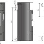 Justus Kaminofen Island 5 2.0 Speckstein, technische Zeichnung mit Maßen.