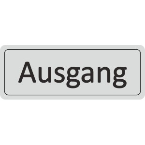 Türschild Ausgang, 12x4,5 cm, silbergrau, aus Hart-PVC, für Innen- und Außenbereich.