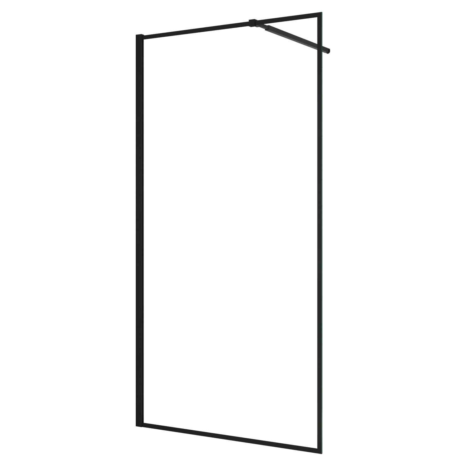 AICA 120x200cm Walk In Schwarz Aluminiumrahmen Duschwand mit Flexiblen Stabilisator Duschabtrennung 8mm NANO Glass F084B