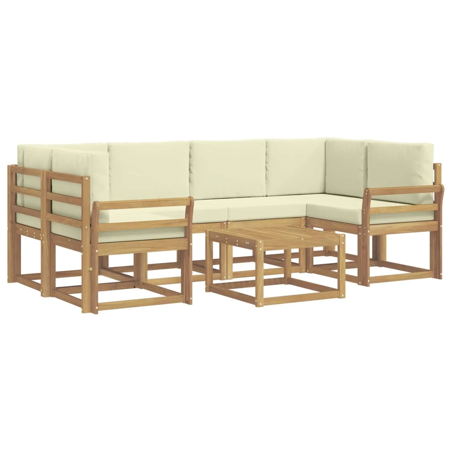 vidaXL Outdoor-Sofagarnitur mit Kissen 7 Stk Weiß und Creme 3387314