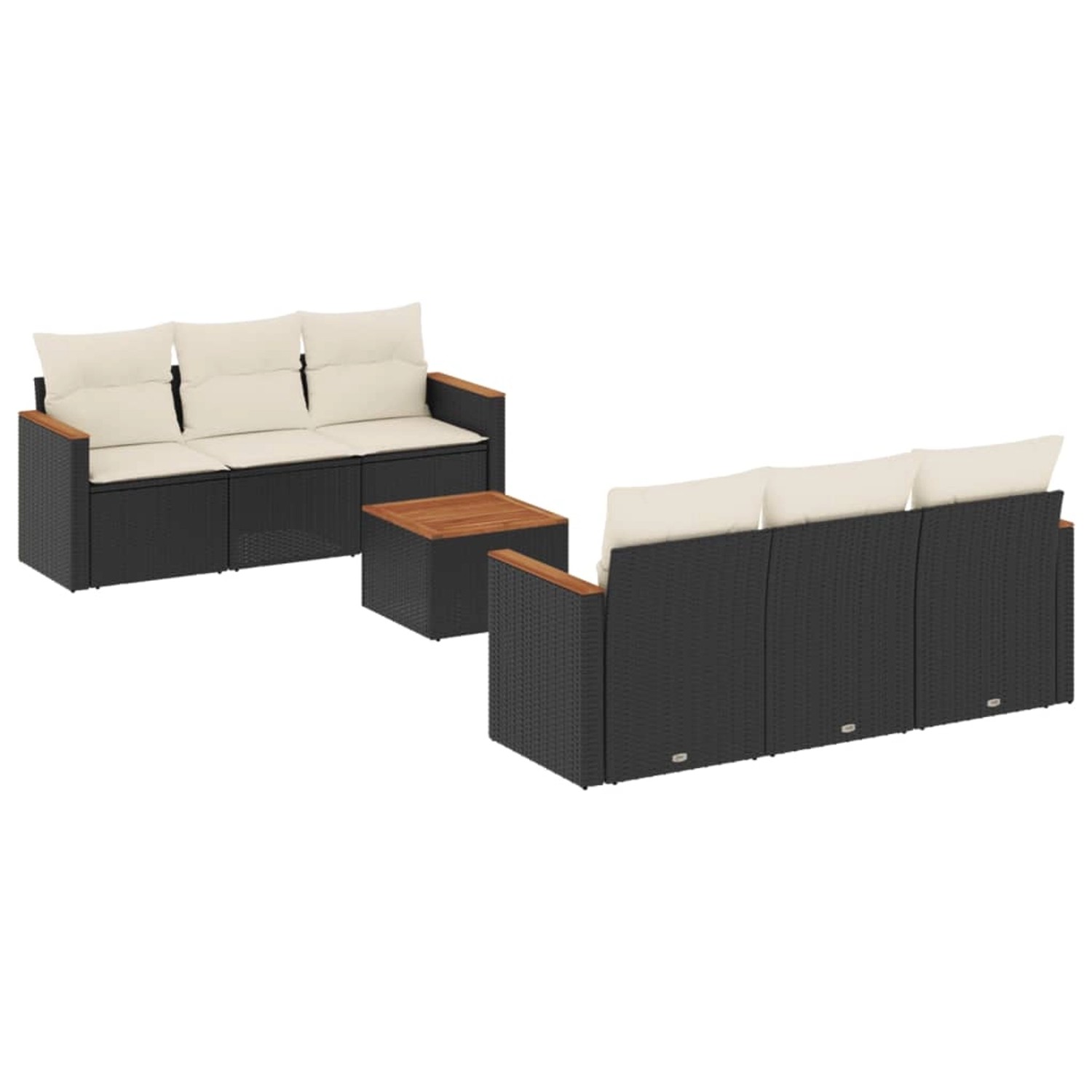 vidaXL 7-Tlg Garten-Sofagarnitur mit Kissen Schwarz Poly Rattan 3258192 günstig online kaufen