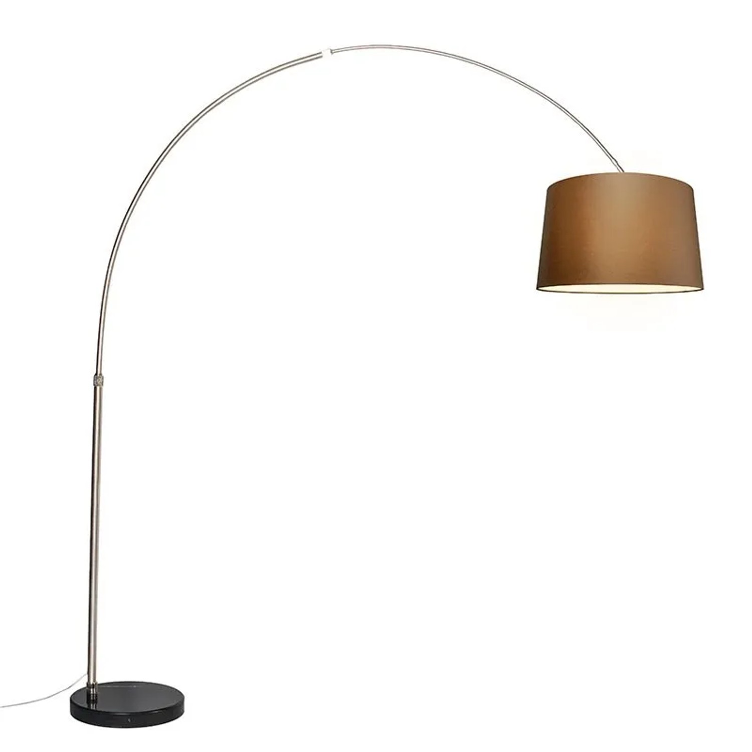 QAZQA Bogenleuchte Stahl STOffschirm Braun 45 cm XXL
