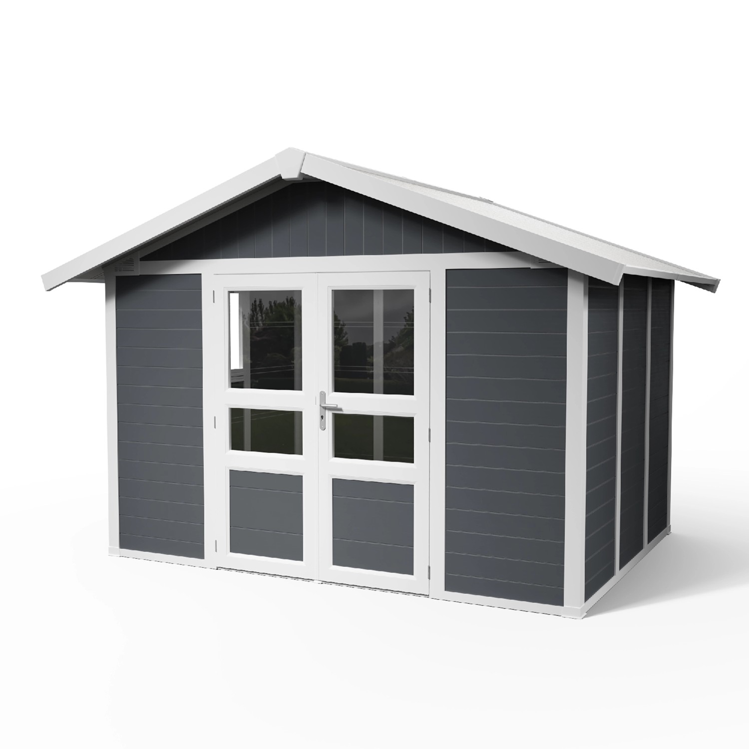 Grosfillex Kunststoff-Gartenhaus Deco Domizil 7,5 Dunkelgrau-Weiß 7,5 m²_2