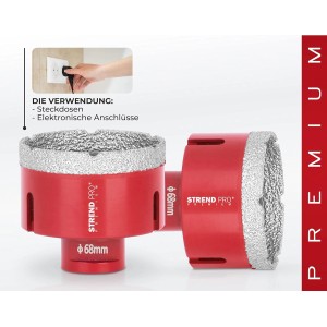 PROREGAL Diamant Bohrkronenaufsatz 68 mm, Premium Fliesenbohrer für Winkelschleifer.