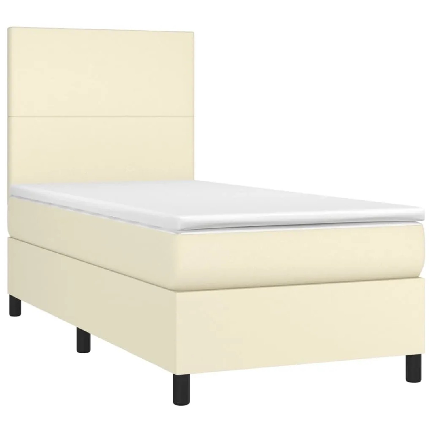 vidaXL Boxspringbett mit Matratze Creme 80x200 cm Kunstleder 3142691