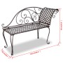 Antik-braune Garten-Chaiselongue (128 cm) aus Stahl mit Schnörkelmuster für den Garten.