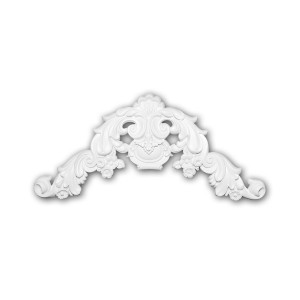 Weißes PROFHOME Zierelement 160036 aus Polyurethan im Rokoko/Barock Stil, 79x36x5cm.