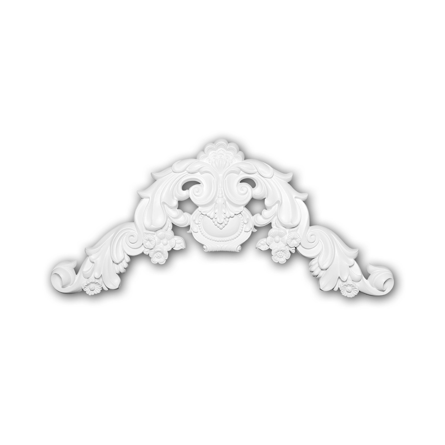 PROFHOME 160036 Zierelement dekoratives Element Stuckdekor aus Polyurethan 79,0 cm x 36,0 cm x 5,0 cm Weiß