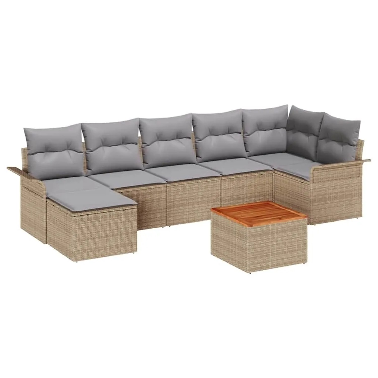 vidaXL Gartensofa-Set 8 Stk Beige und Hellgrau Poly-Rattan 3356026