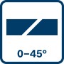 Symbol für Gehrungsschnitte von 0-45° bei der Bosch Kapp- und Gehrungssäge.