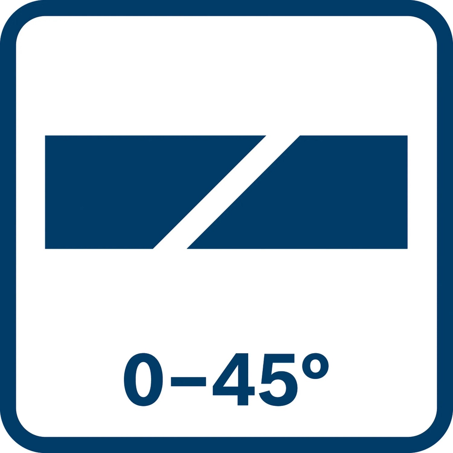 Symbol für Gehrungsschnitte von 0-45° bei der Bosch Kapp- und Gehrungssäge.