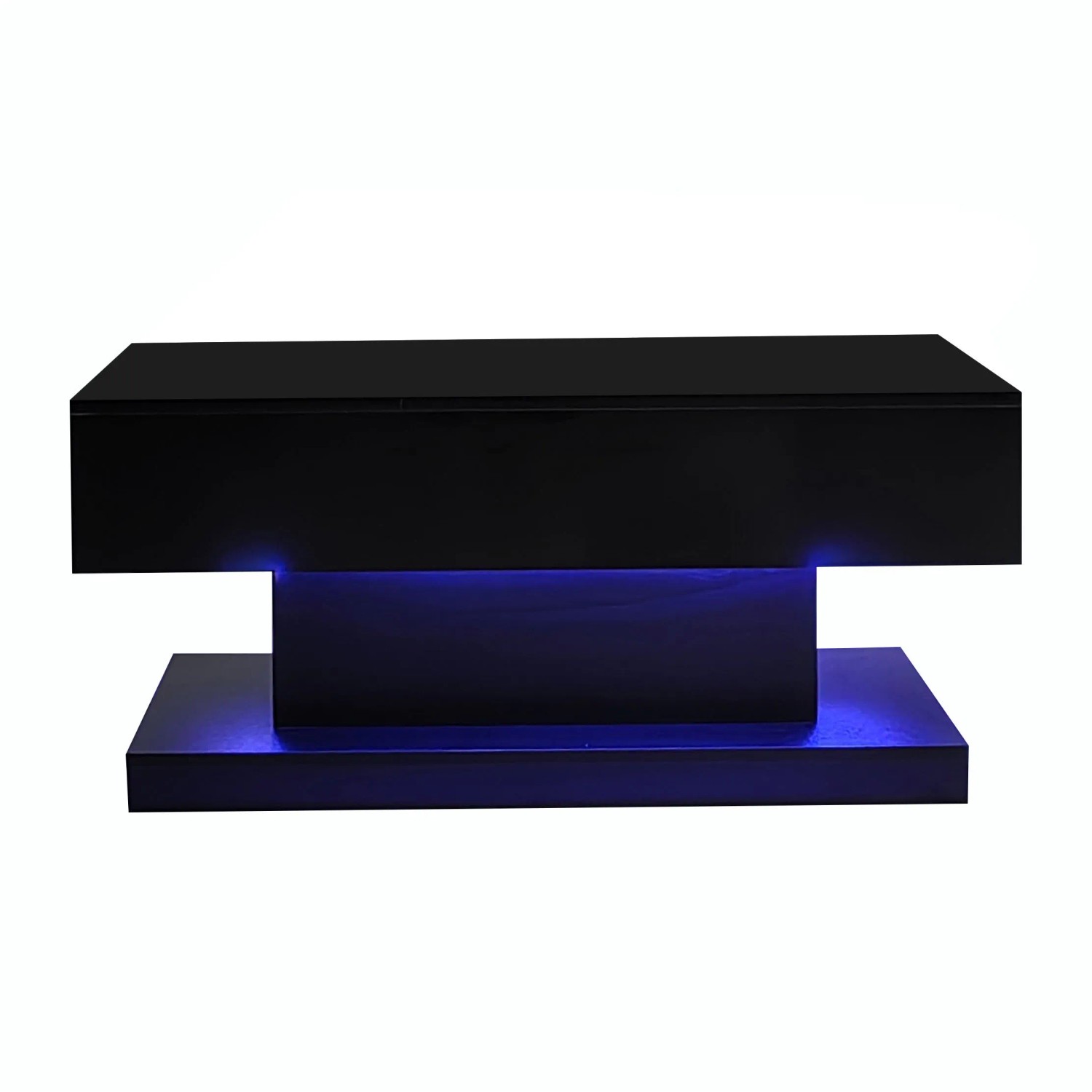 Merax Couchtisch Höhenverstellbar Mit LED Hydraulik Stauraum Hochglanz