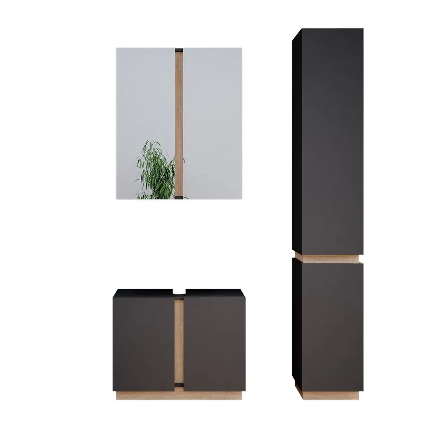 Vicco Badmöbel-Set Gloria Anthrazit 70 x 56 3-teilig