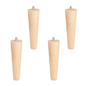 SOTECH 4 Stück Möbelfüße Buche Massiv Ø45 25 mm Höhe 150 mm