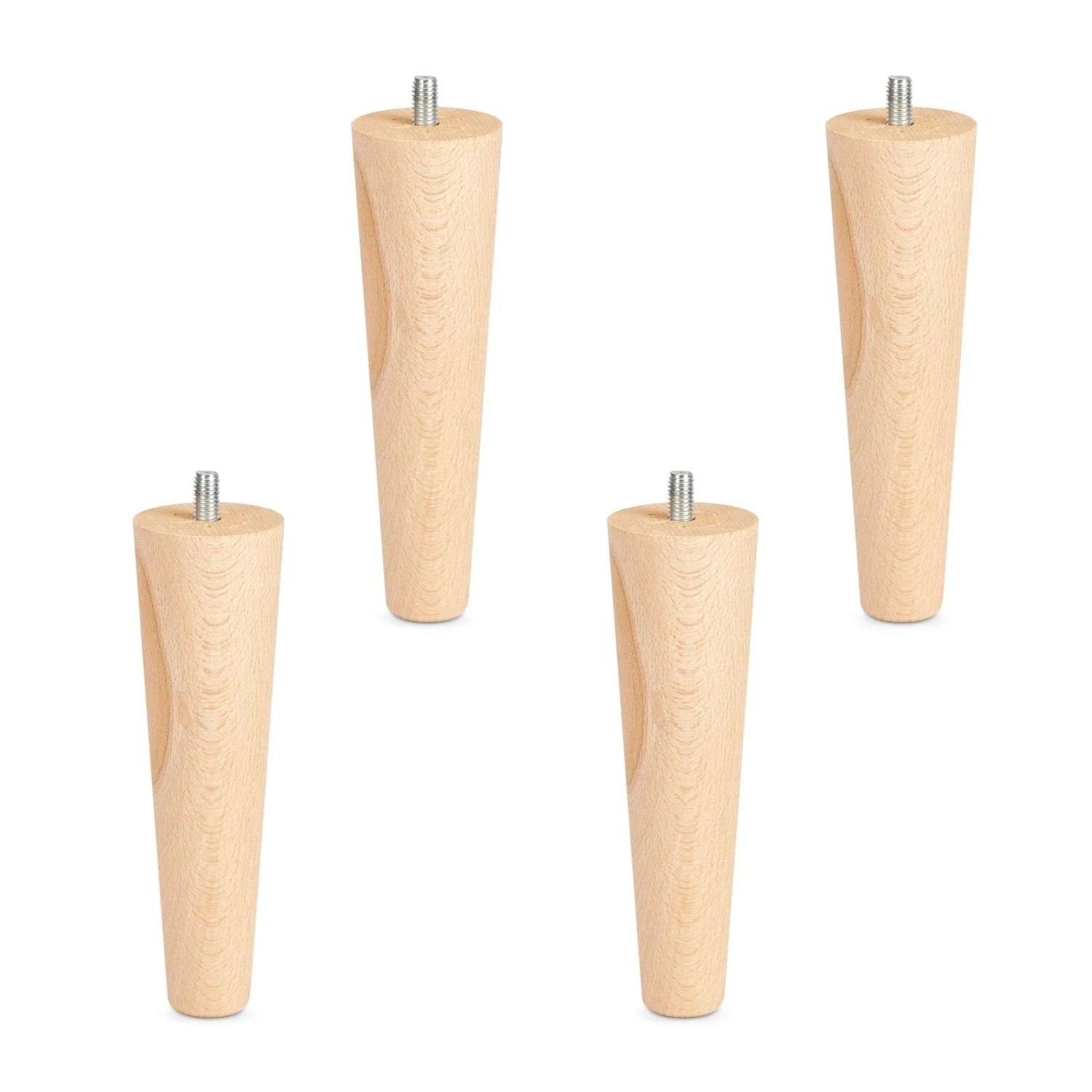 SOTECH 4 Stück Möbelfüße Buche Massiv Ø45 25 mm Höhe 150 mm