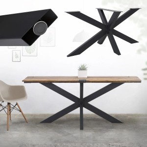 Schwarzes ML-Design Tischgestell Spider im X-Design für Esstische.