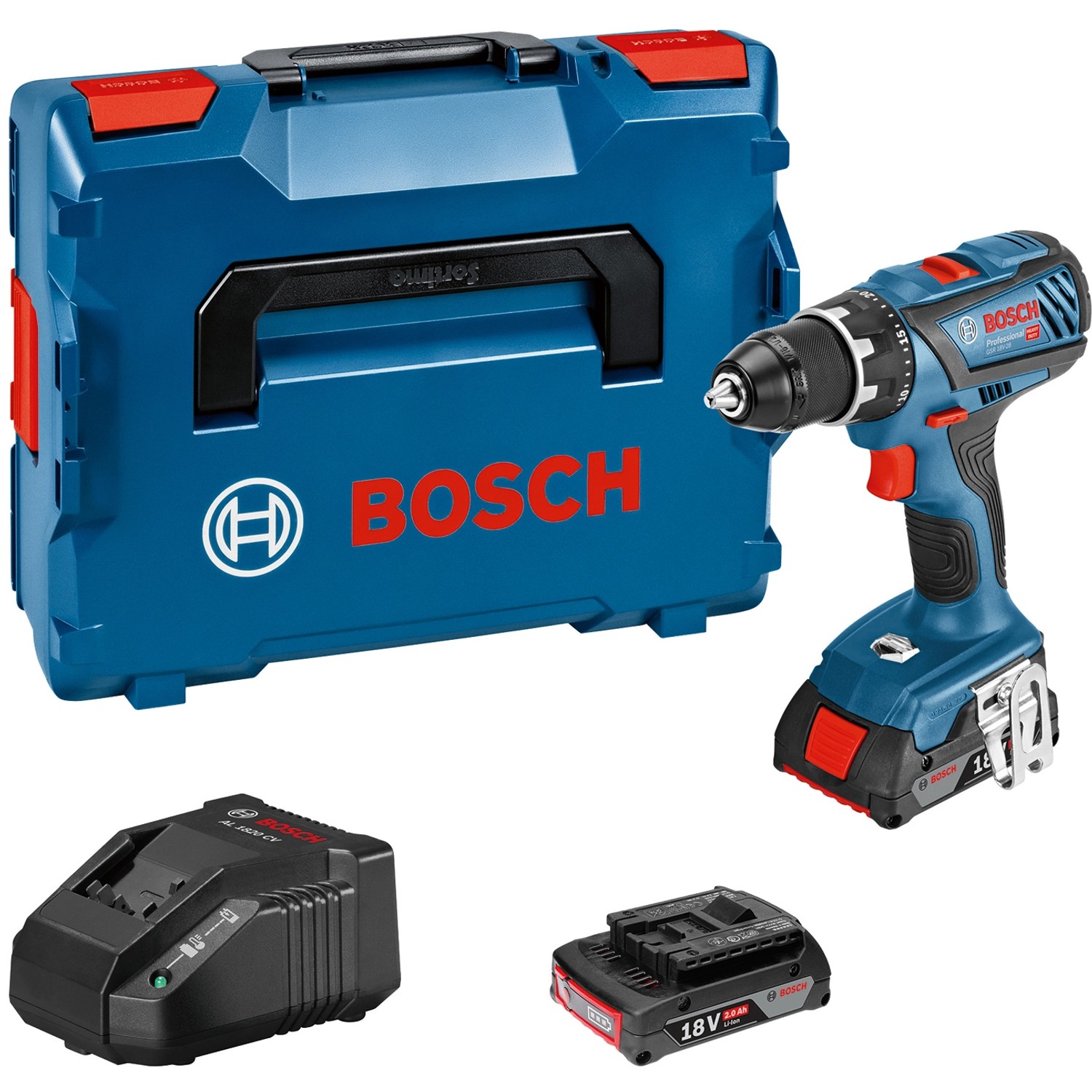 Bosch Professional Akku-Bohrschrauber GSR 18V-28 mit 2x 2.0Ah & GAL in L-Case