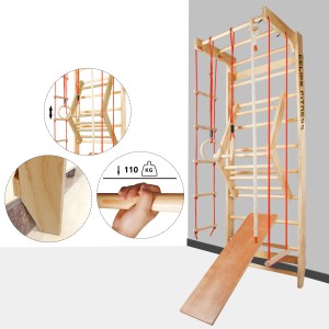 CCLIFE Sprossenwand mit Zubehör: Klettergerüst, Rutsche, Schaukel. Holz Turnwand für Kinder und Erwachsene.