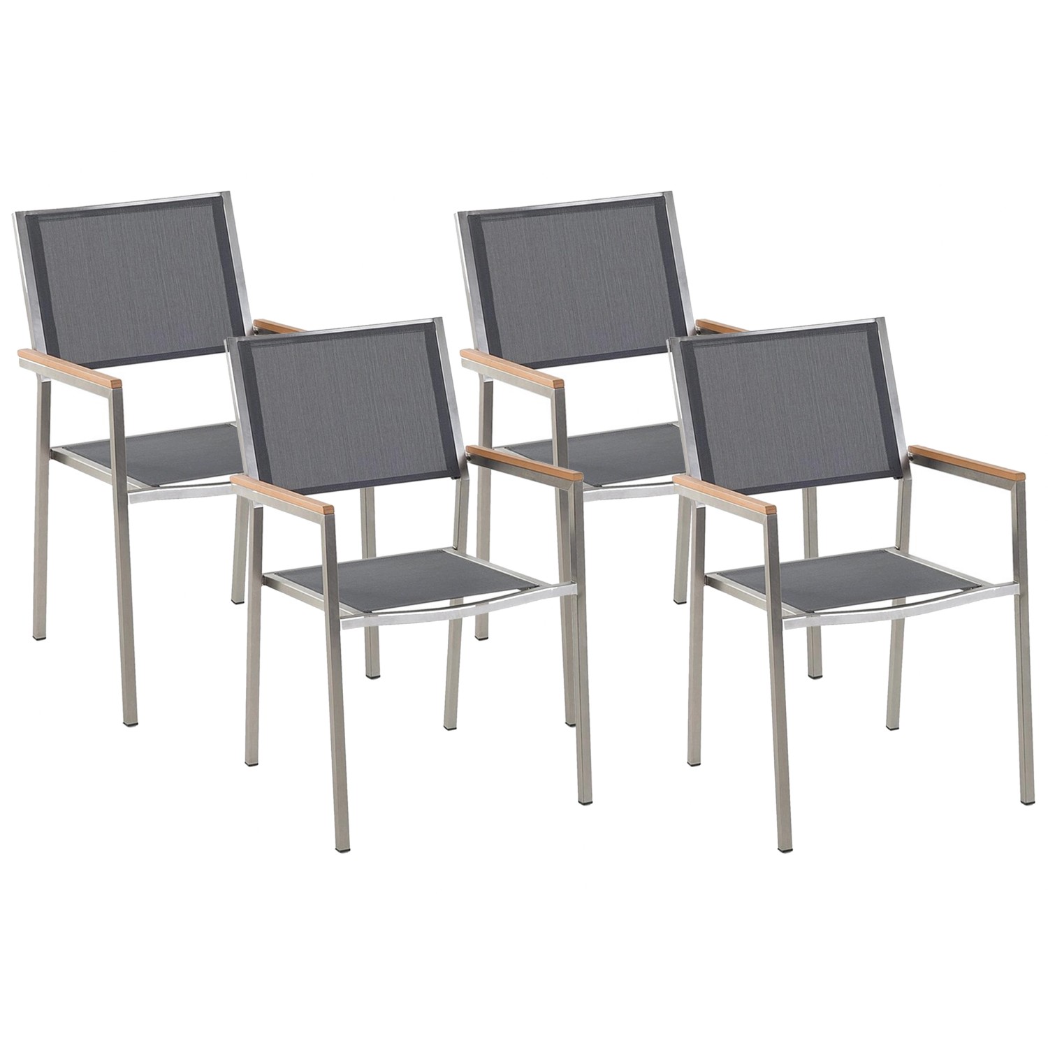 Beliani Gartenstuhl Grau Silber Heller Holzfarbton 58x55x87 günstig online kaufen