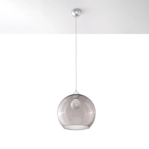Graphitfarbene Sollux Lighting Hängeleuchte Ball mit runder Glasform für Lampen & Leuchten.