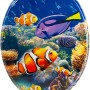 Sanfino WC-Sitz Nemo mit Absenkautomatik, Holz, Korallenriff-Motiv mit Fischen.