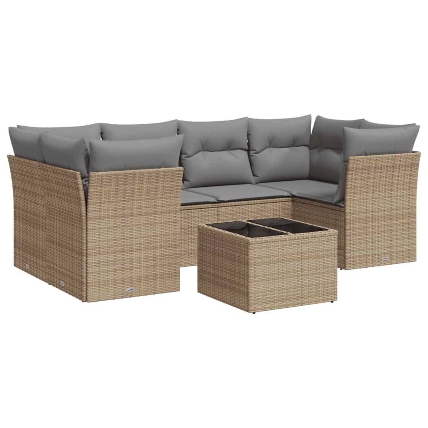 vidaXL 7-Tlg Garten-Sofagarnitur mit Kissen Beige Poly Rattan 3249108 günstig online kaufen
