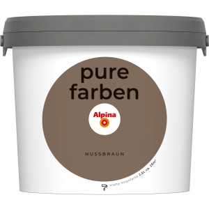Eimer Alpina Wandfarbe Pure Farben Nussbraun, matte Innenfarbe.
