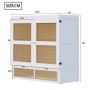 Weißes Merax Schrankbett 140x200cm mit Rattan-Türen und Schubladen. Platzsparendes Wandbett mit Stauraum.