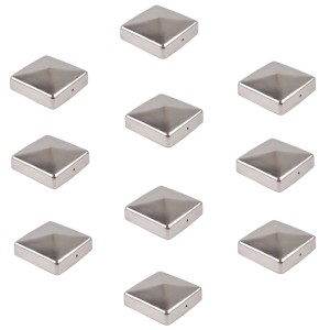 10er Set Holmwerk Pfostenkappen aus Edelstahl, Pyramidenform, für 7x7 cm Pfosten.