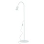 Weiße Design-Stehlampe mit Schwanenhals, 153 cm hoch, für GU10 Leuchtmittel.
