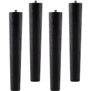 SOTECH 4er Set Möbelfüße QUERCIA Eiche Massiv Schwarz Lackiert Höhe 200 mm Konisch Ø35 mm 25 mm