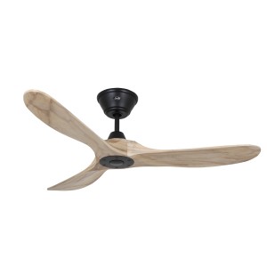 CASAFAN Eco Genuino Deckenventilator, mattschwarz mit Holzflügeln in Natur, 122 cm.