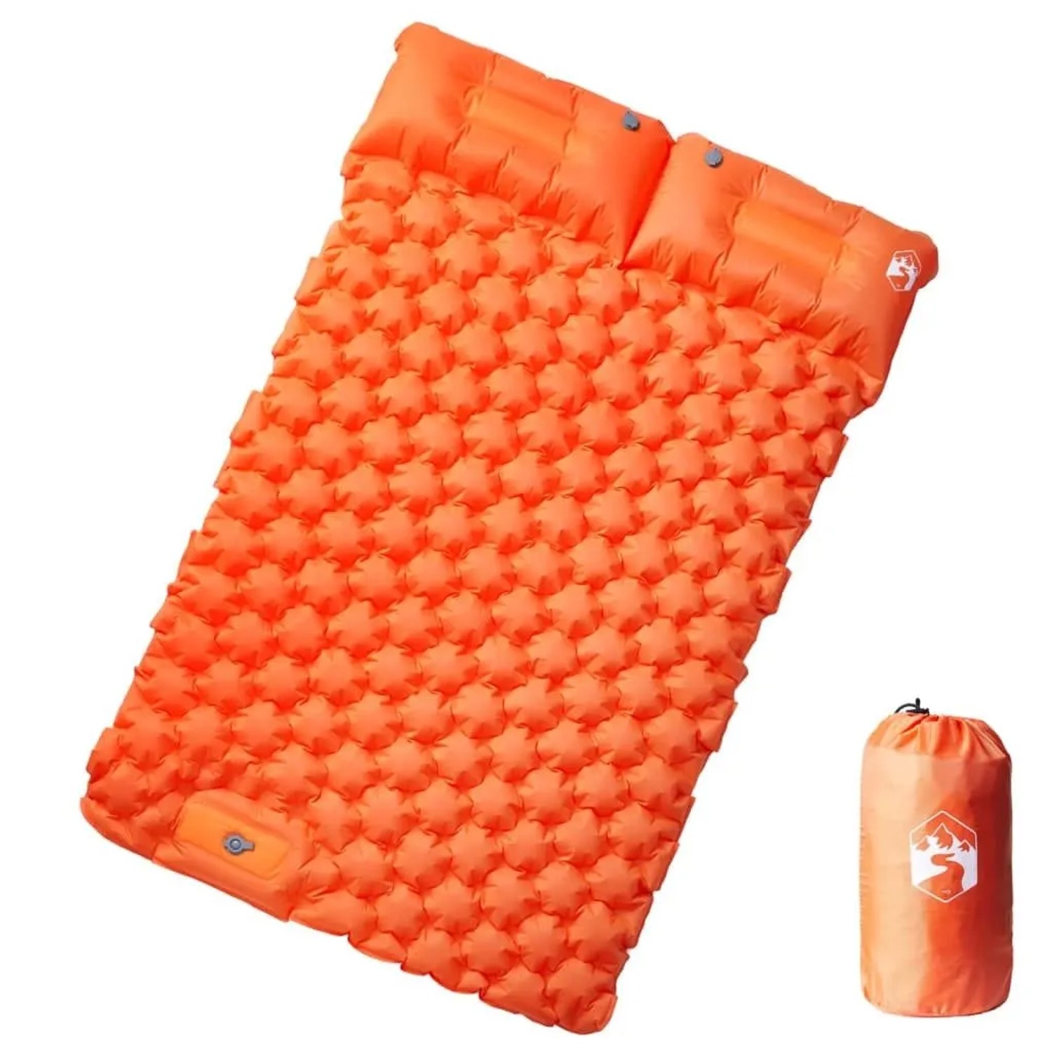 vidaXL Doppel-Isomatte mit Kissen Selbstaufblasend Orange 4007100