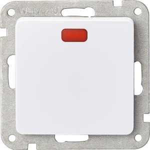 OBI Schalter Penelope Polarweiß, Feuchtraum geeignet, mit roter Kontrollleuchte.