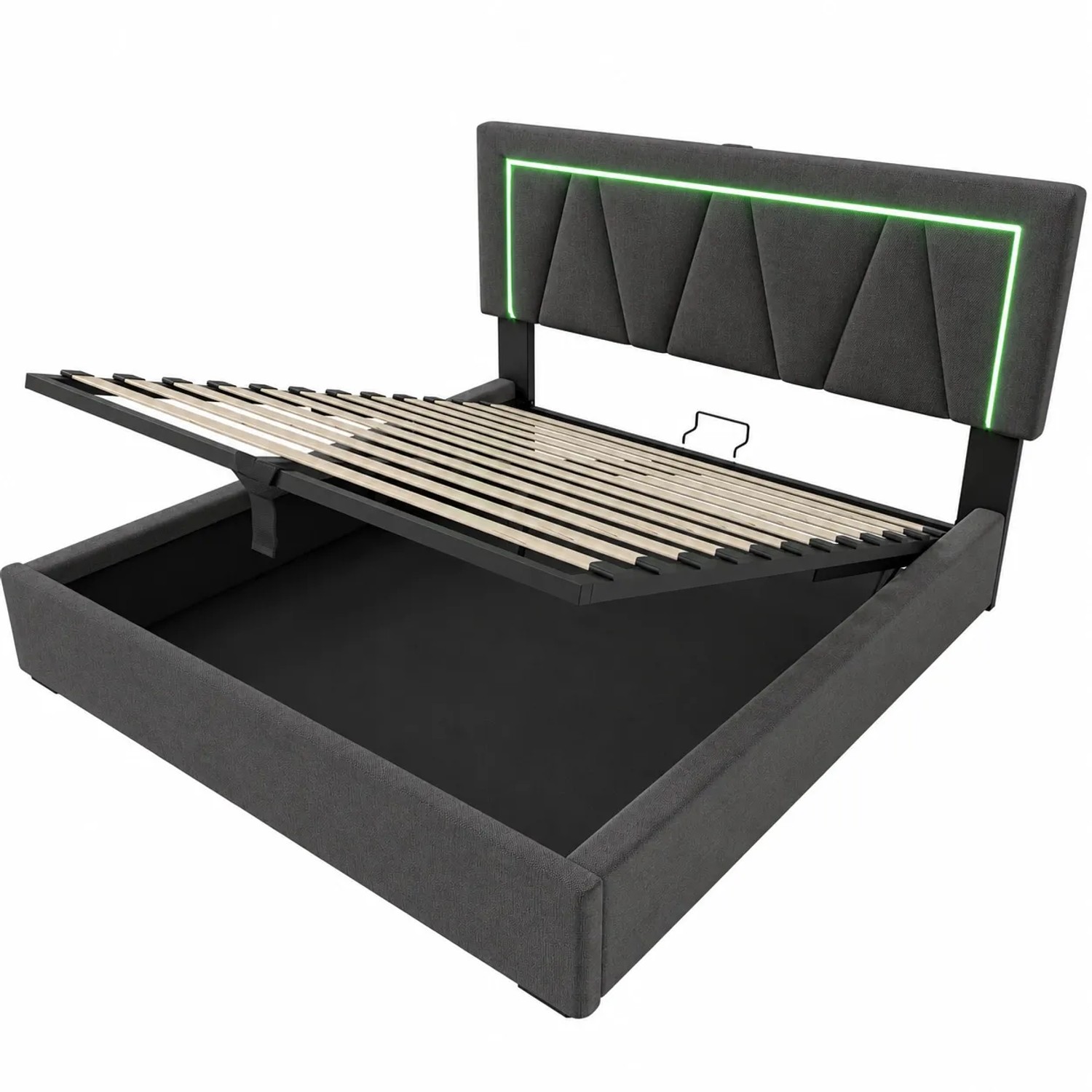 okwish Doppelbett 140x200cm mit LED USB C Stauraum Jugendzimmer Grau mit Matratze