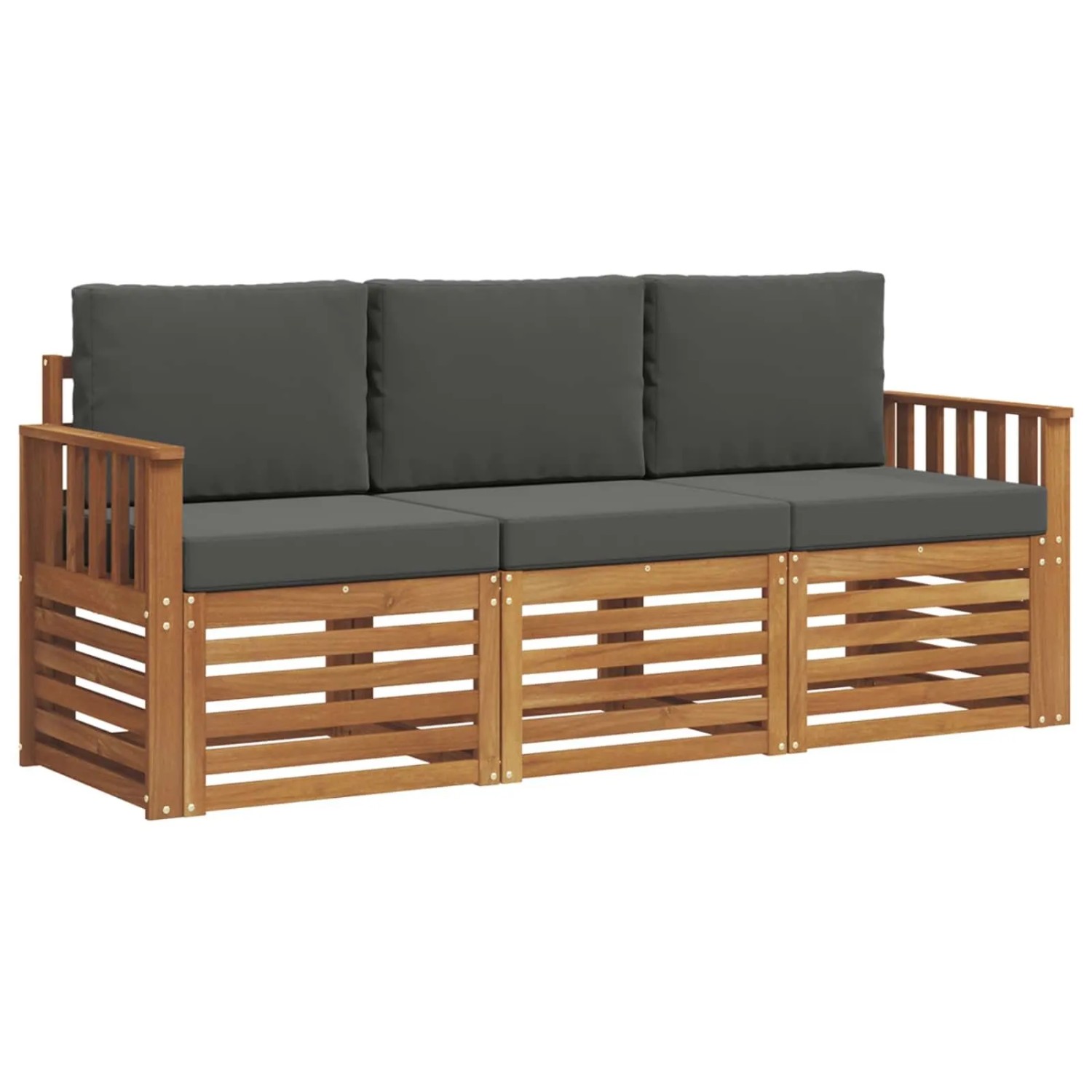 vidaXL Sofagarnituren 3 Tlg Natur und Anthrazit Massivholz Akazie 3374282