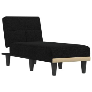 Schwarze vidaXL Chaiselongue aus Stoff, verstellbare Liege mit Holzfüßen.