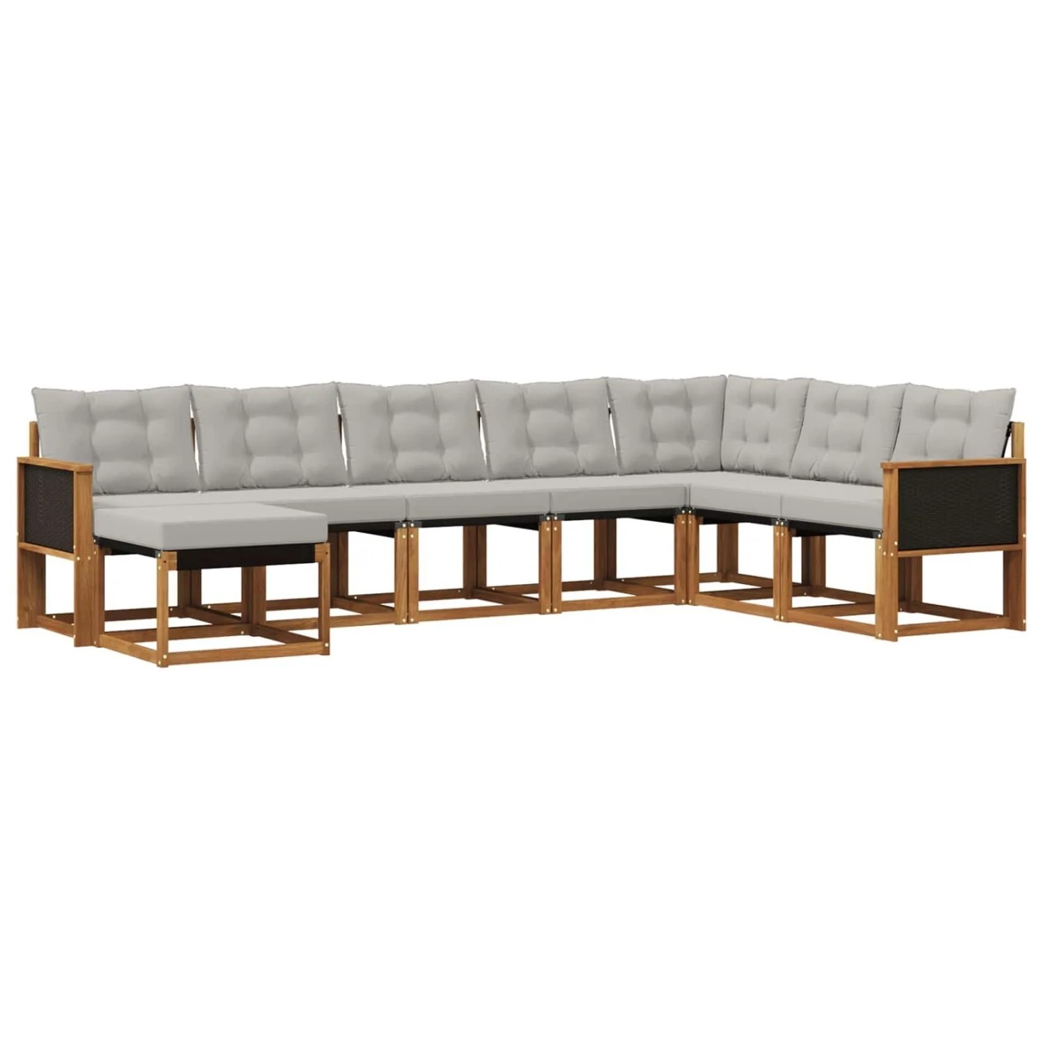 vidaXL Outdoor-Sofagarnitur mit Kissen 8 Stk Natur und Hellgrau 3382135