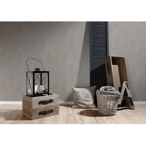 A.S. Creation Vliestapete Metropolitan Paul Bergmann Berlin Beton Taupe im Wohnraum.
