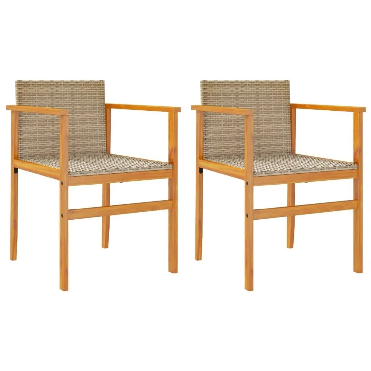 vidaXL Gartenstühle 2 Stk Beige Poly Rattan und Massivholz 368710 günstig online kaufen