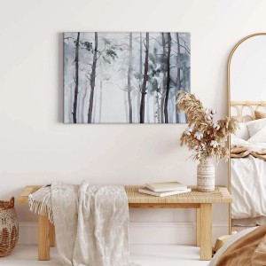 Bricoflor Leinwandbild Wald im Aquarell Stil, Wanddeko für Wohnzimmer & Schlafzimmer.
