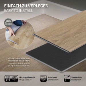 ML-Design Vinylboden Golden Hour Eiche Braun, Klick-System für einfache Verlegung.