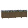 Braunes furnicato Kunststoff-Hochbeet (160x40x38 cm) mit Pflanzen, ideal für Garten, Balkon oder Terrasse.