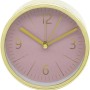 Wall-Art Wecker in Gold-Optik mit rosa Ziffernblatt, Durchmesser 11,2 cm.