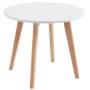 Runder weißer Kindertisch Louloune mit hellen Holzbeinen im skandinavischen Stil, 60 cm.