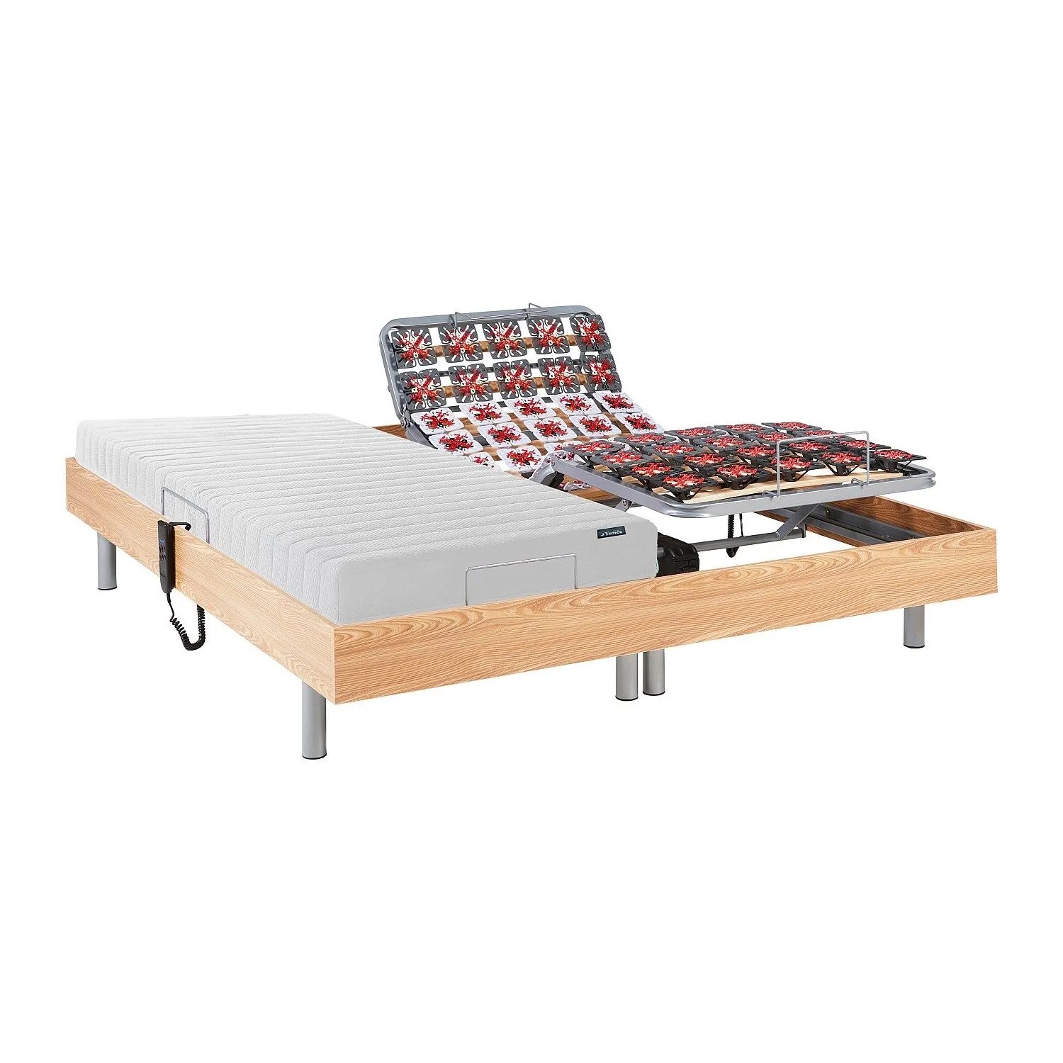 Vente-unique Bett Mit Elektrischem Lattenrost Ether Naturfarben Hell 200 cm