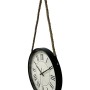 Runde Wall-Art Wanduhr Ø 35cm in Schwarz-Weiß mit römischen Ziffern und Sisalkordel, Industrial-Look.