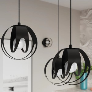 Schwarze Sollux Lighting Hängeleuchte Tulos 3P im modernen Design mit drei Lichtquellen.