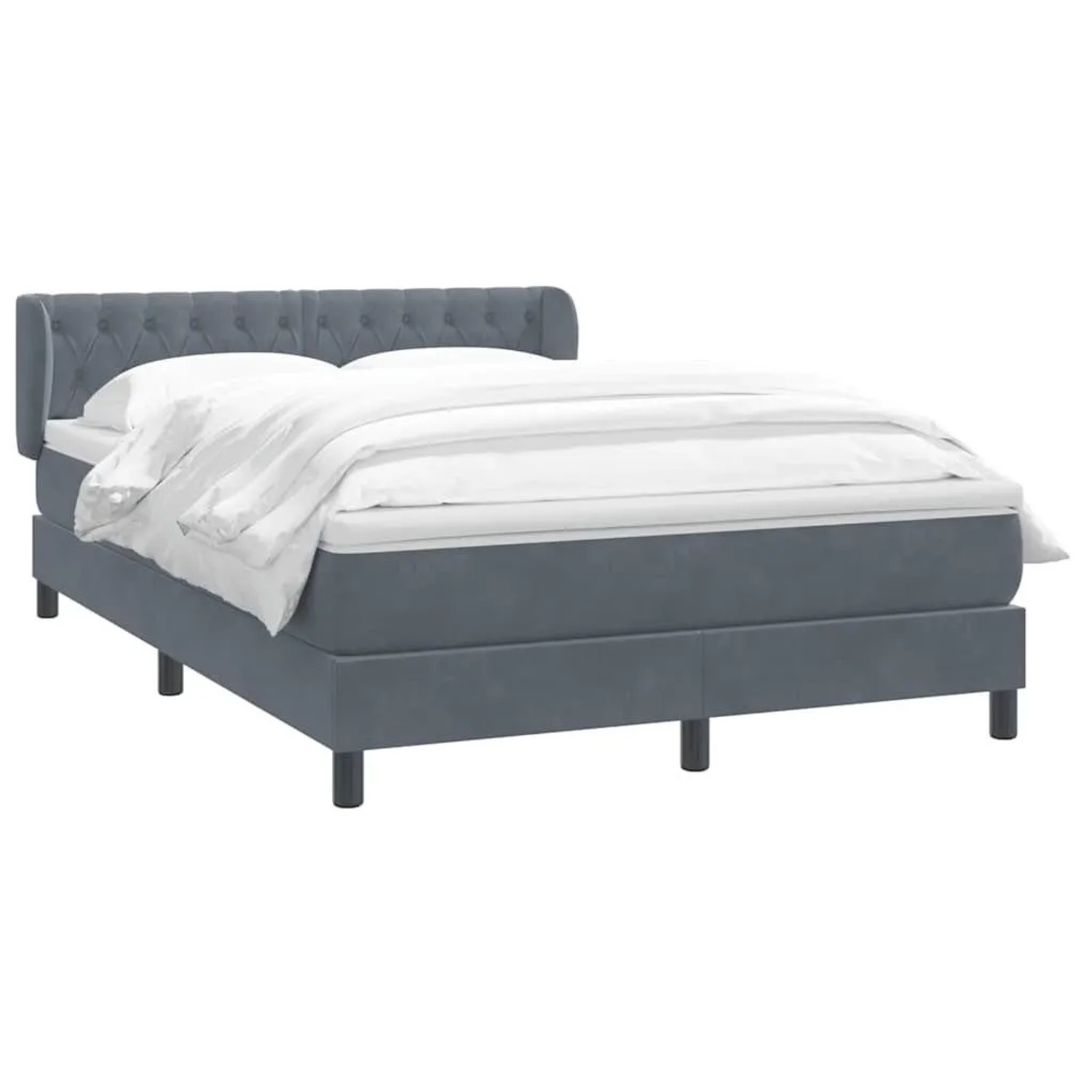 vidaXL Boxspringbett mit Matratze Dunkelgrau 160x210 cm Samt 3317782